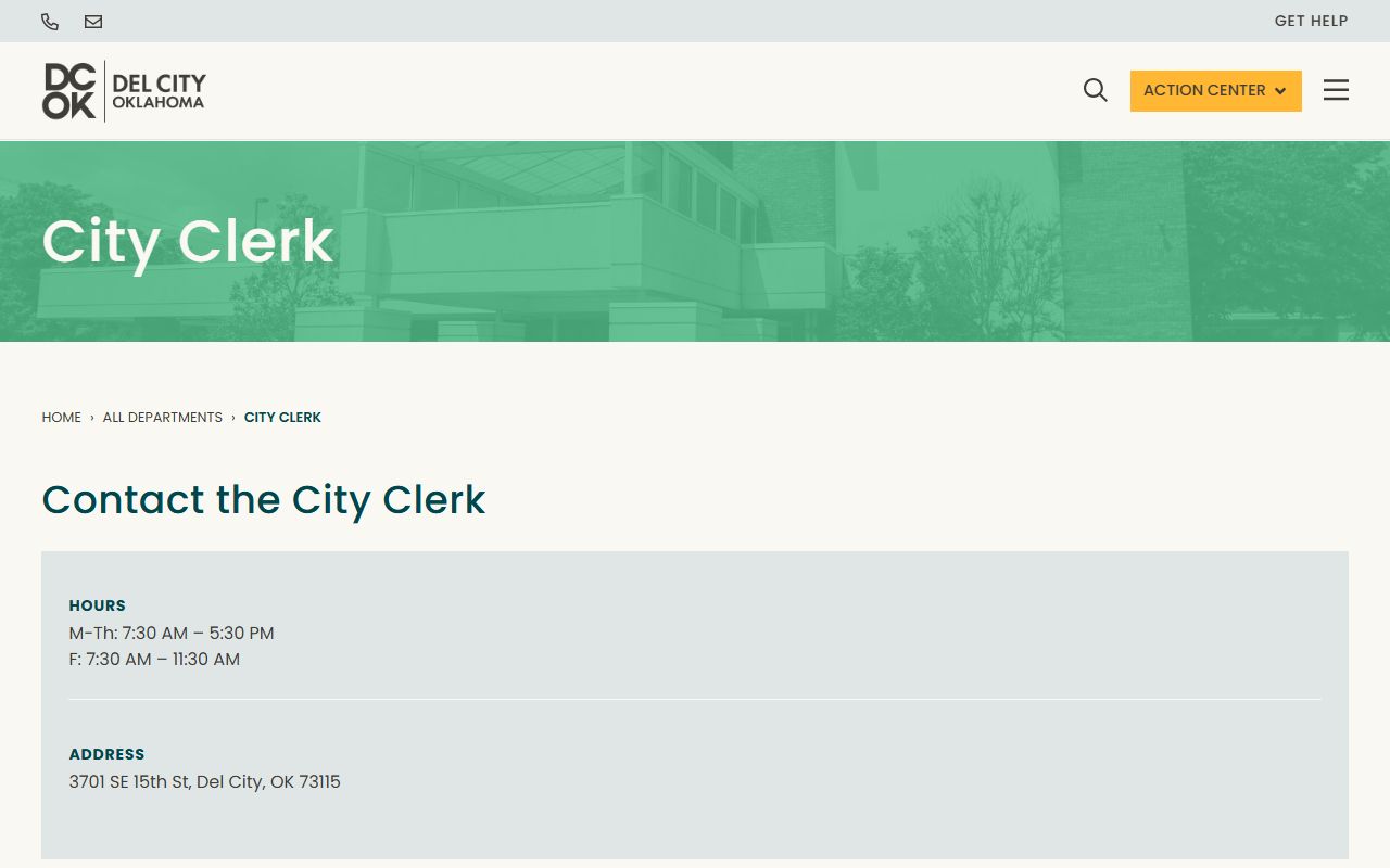 Del City residents directory city clerk office page