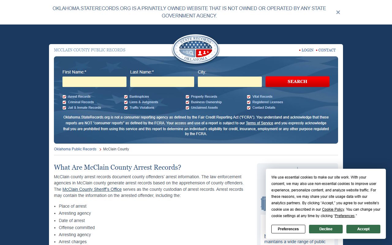 Court records search for Newcastle and McClain County residents directory