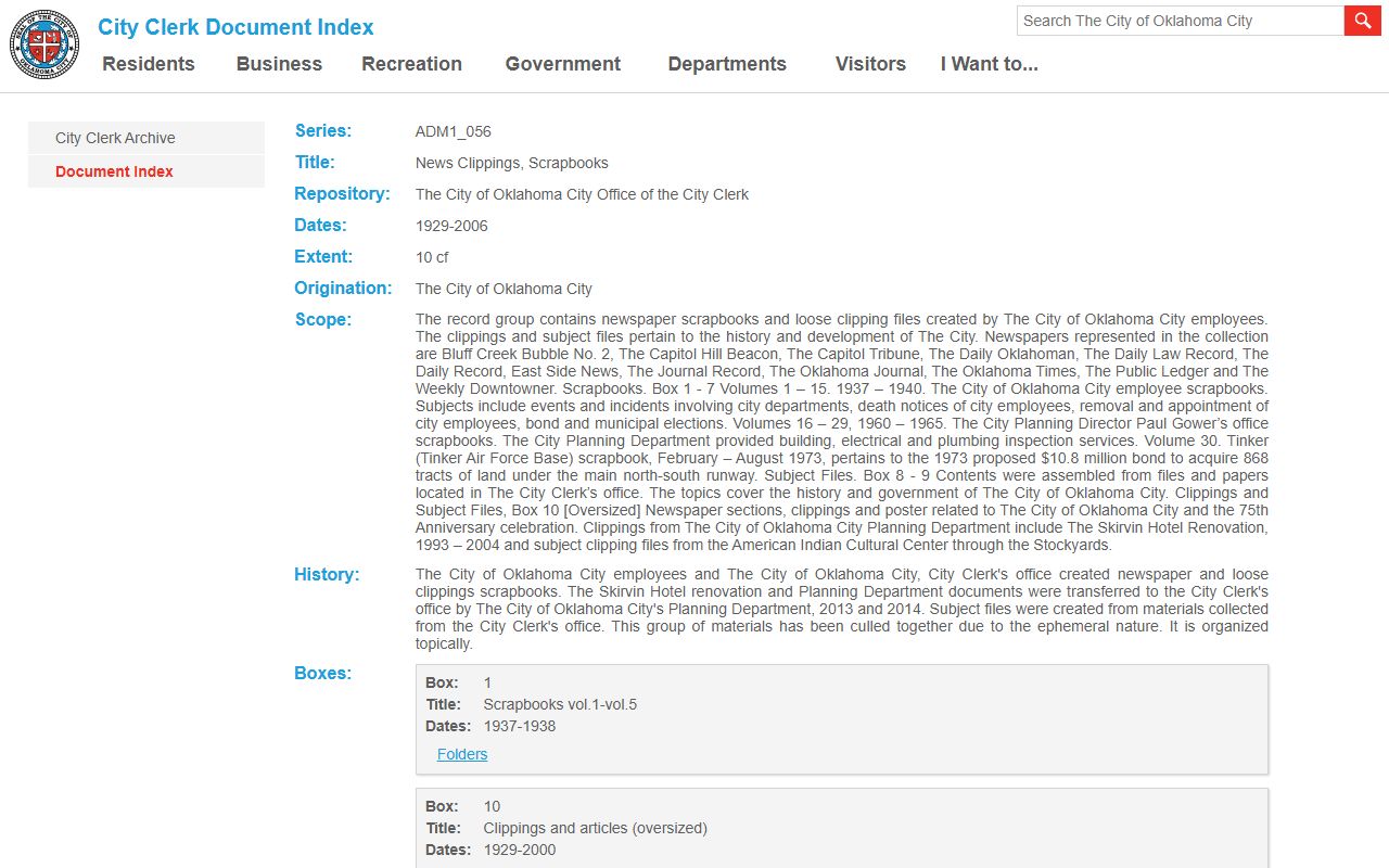 Oklahoma City residents directory archives document index search