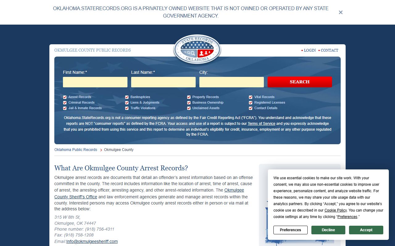 Okmulgee County court records for residents directory search