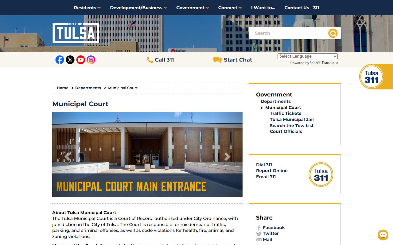 Tulsa residents directory municipal court and booking records page