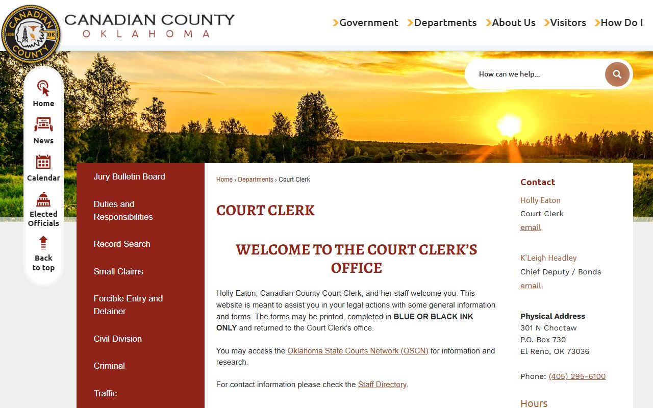 Canadian County Clerk land deed records in the Canadian County residents directory
