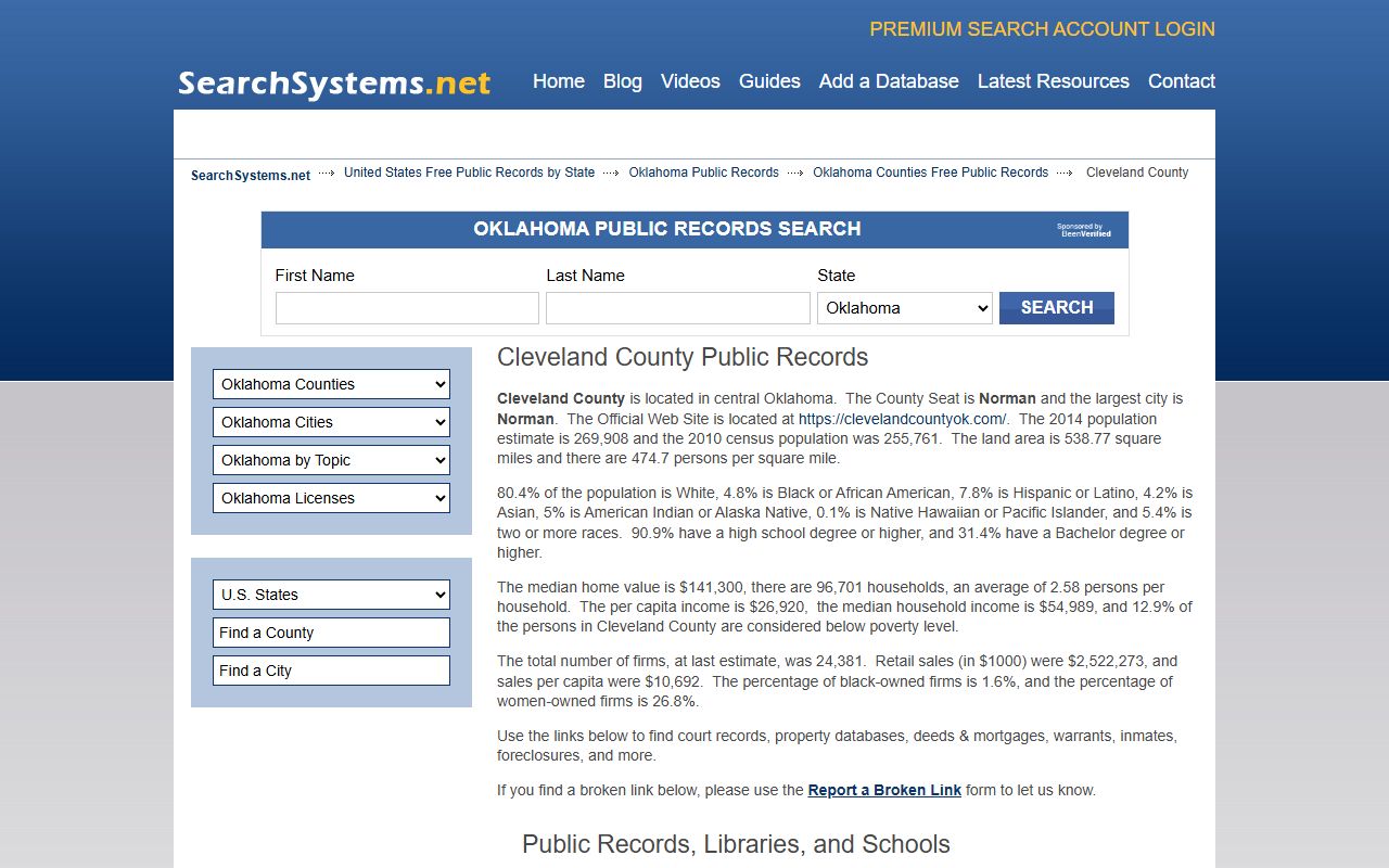 Cleveland County residents directory court and inmate search records