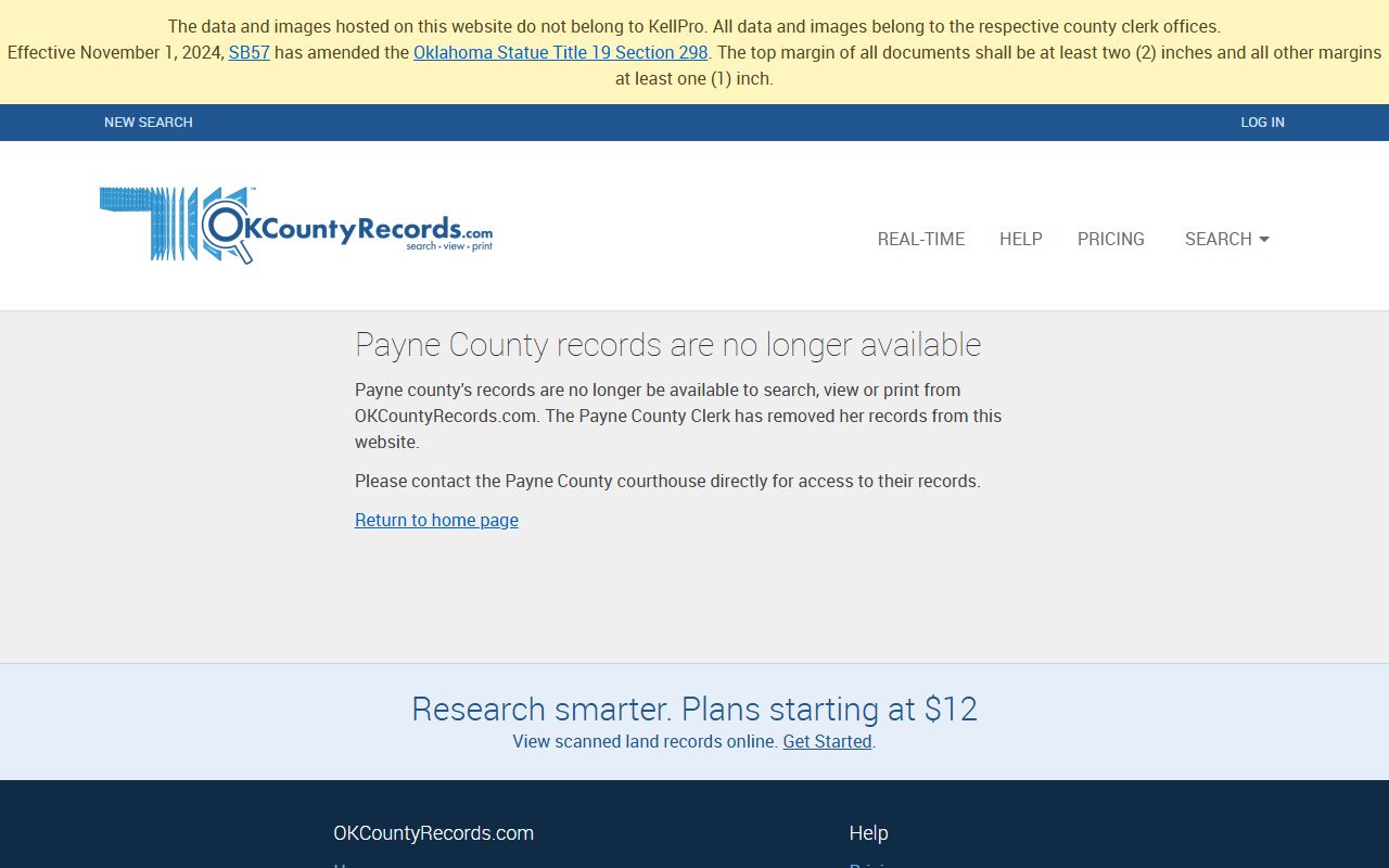 Payne County residents directory clerk land records search tool
