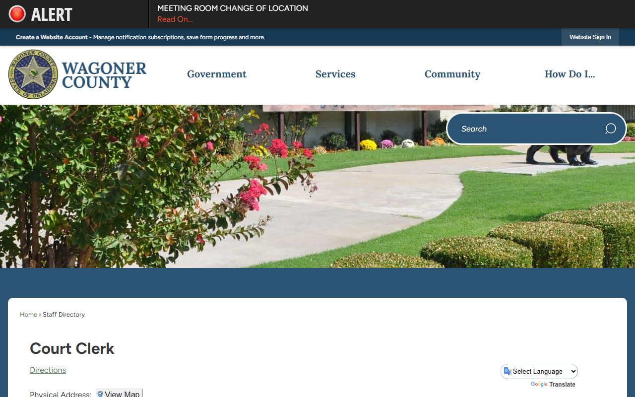 Wagoner County residents directory court clerk office listing