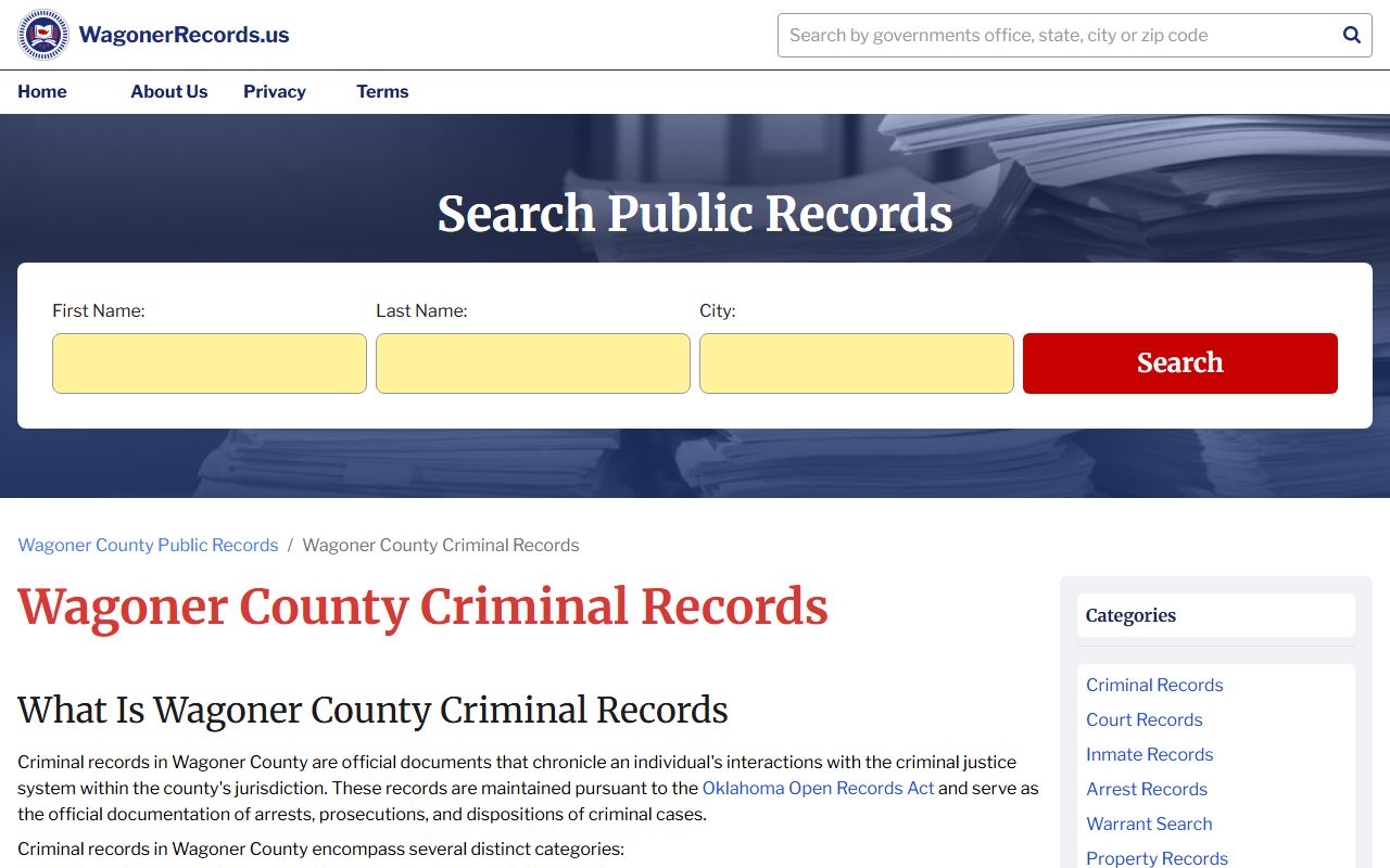 Wagoner County residents directory criminal records search