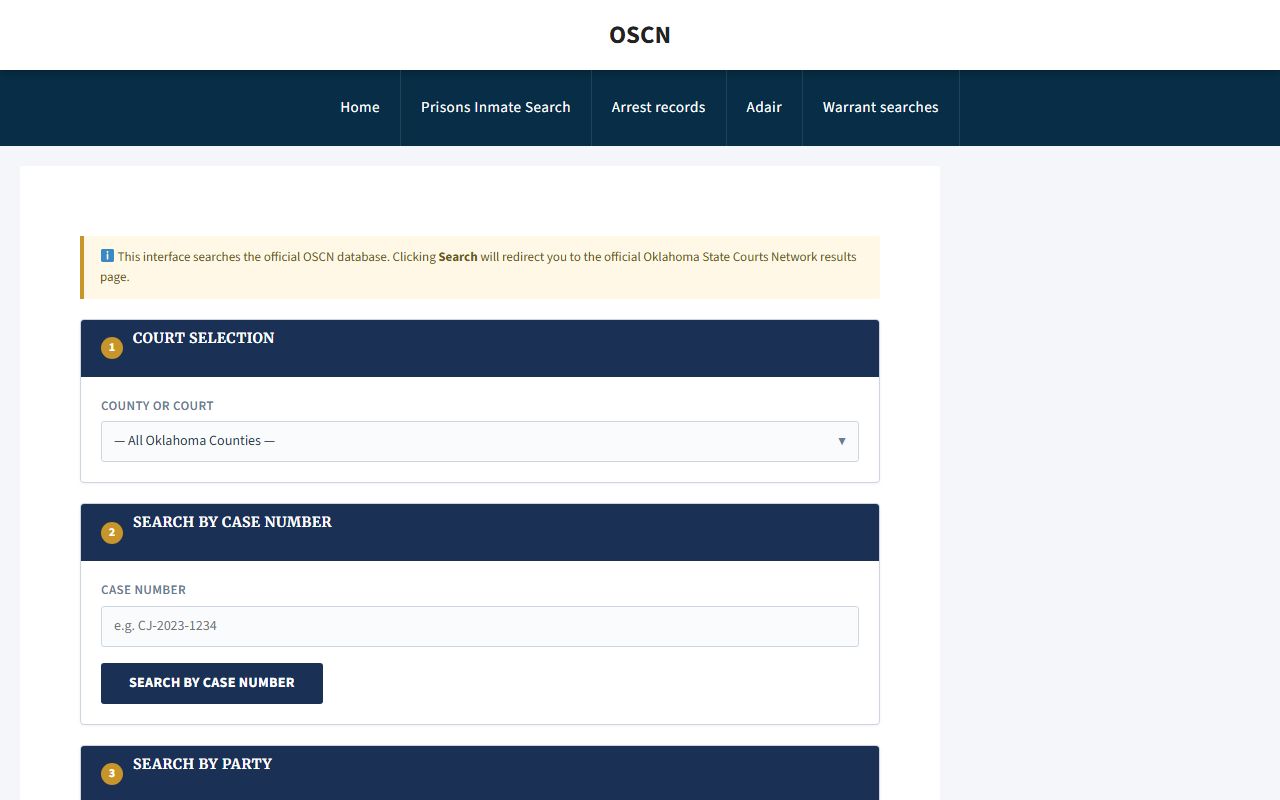 Oklahoma residents directory court records search on OSCN