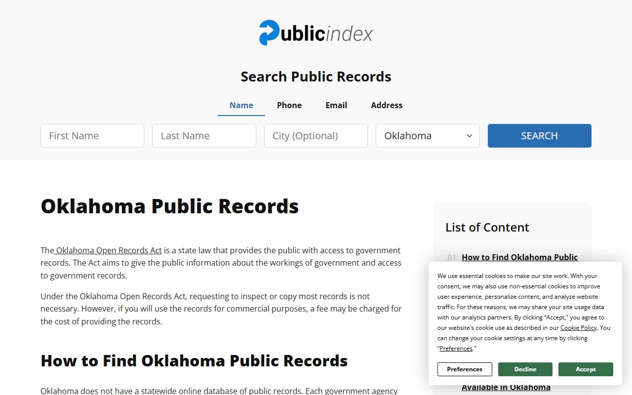 Oklahoma residents directory public records portal